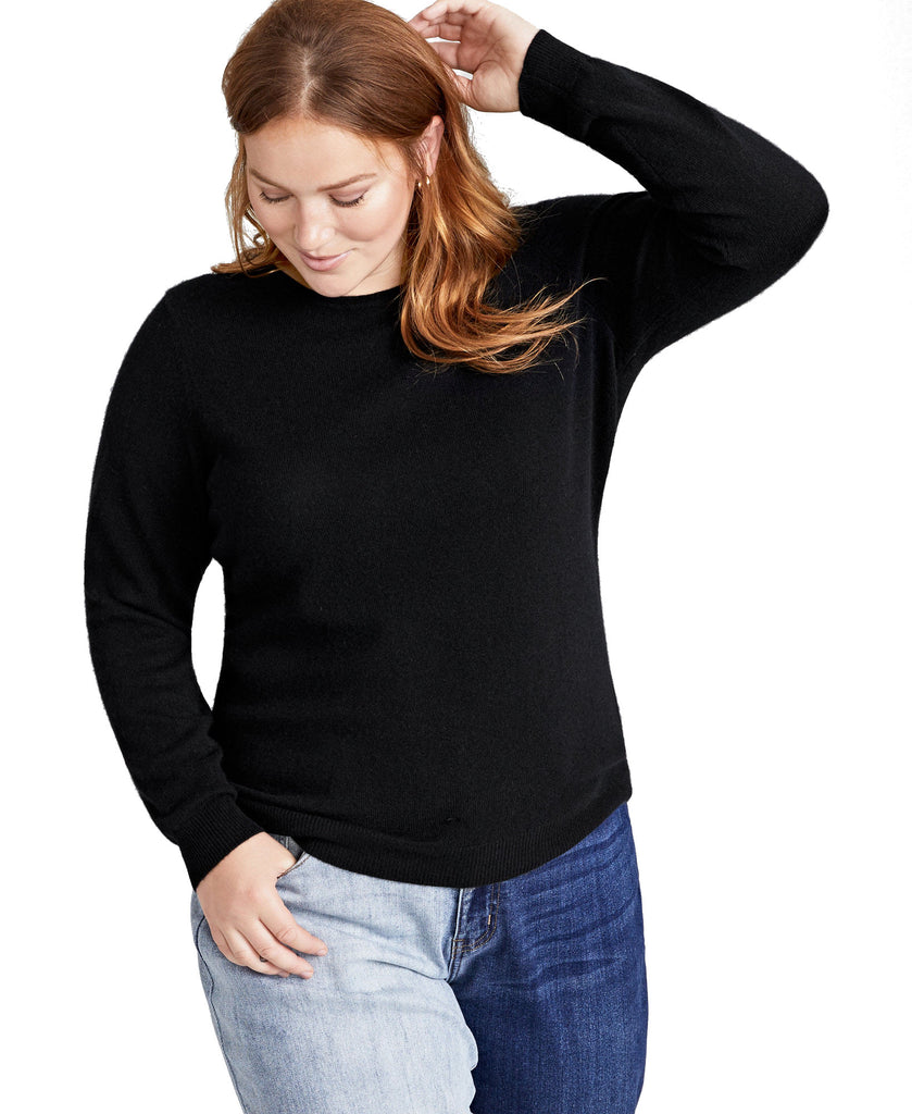 Charter Club Women Plus Cashmere Wool Blend Crewneck Sweater Classic Black