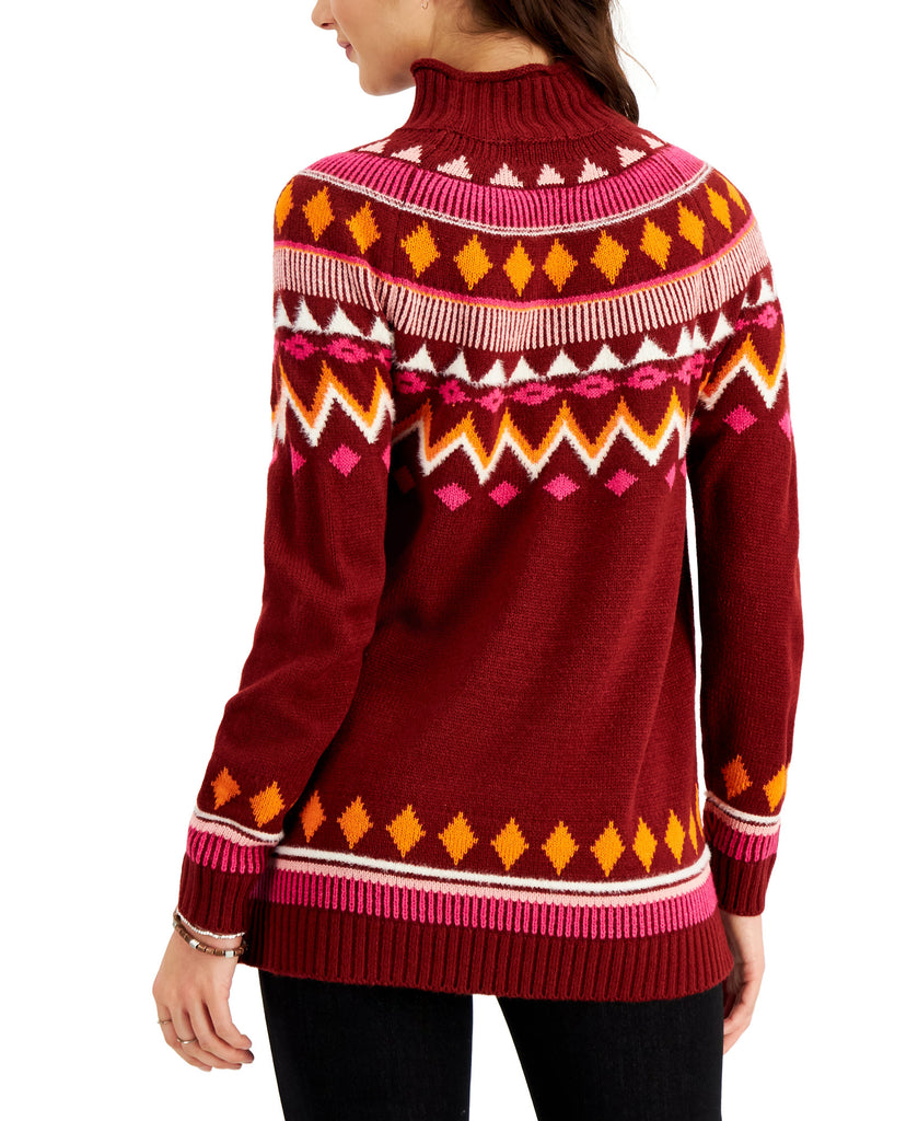 Style & Co Women Fair Isle Mock Neck Sweater