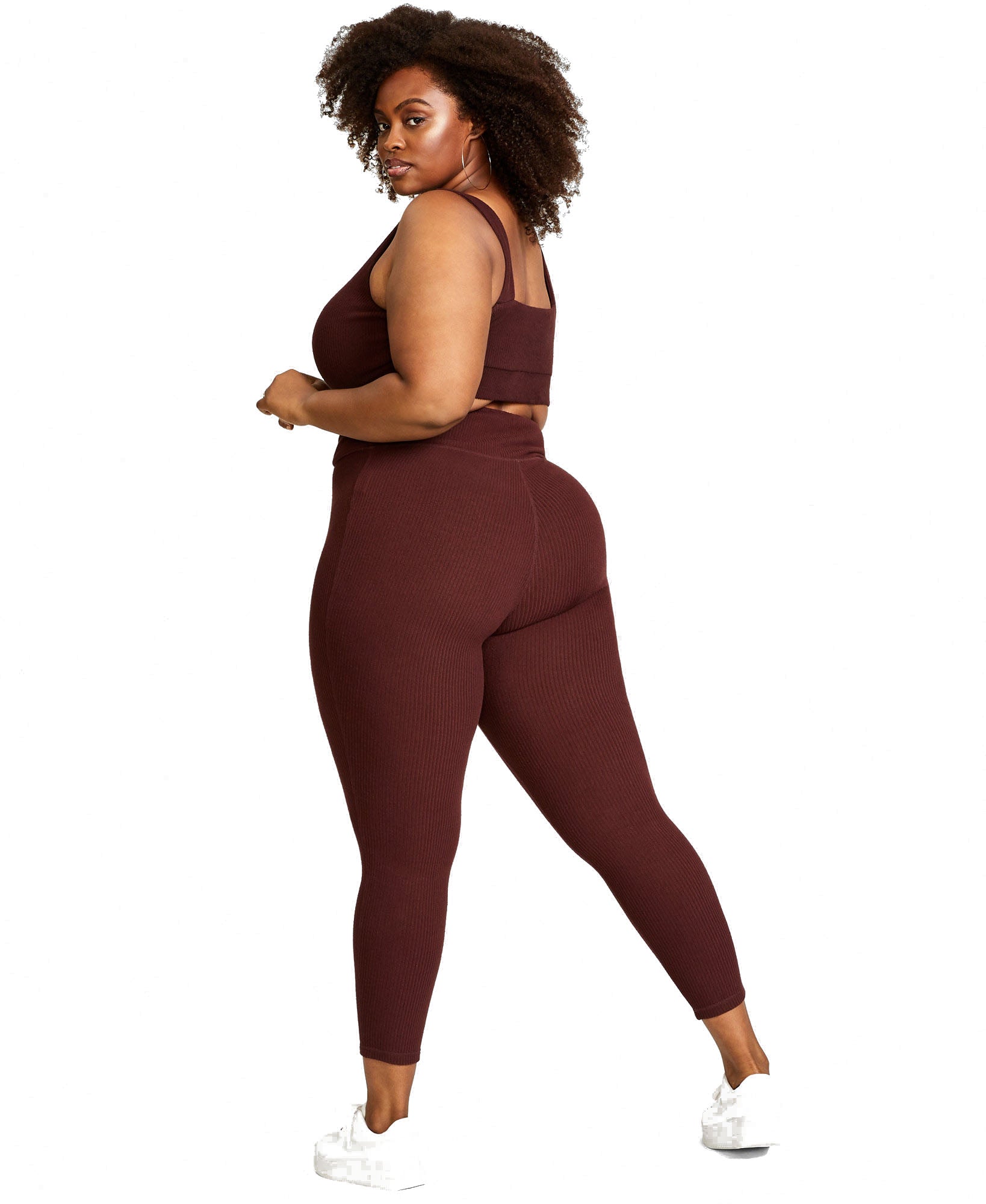 Nina Parker Women Plus Trendy Hacci Ribbed Leggings