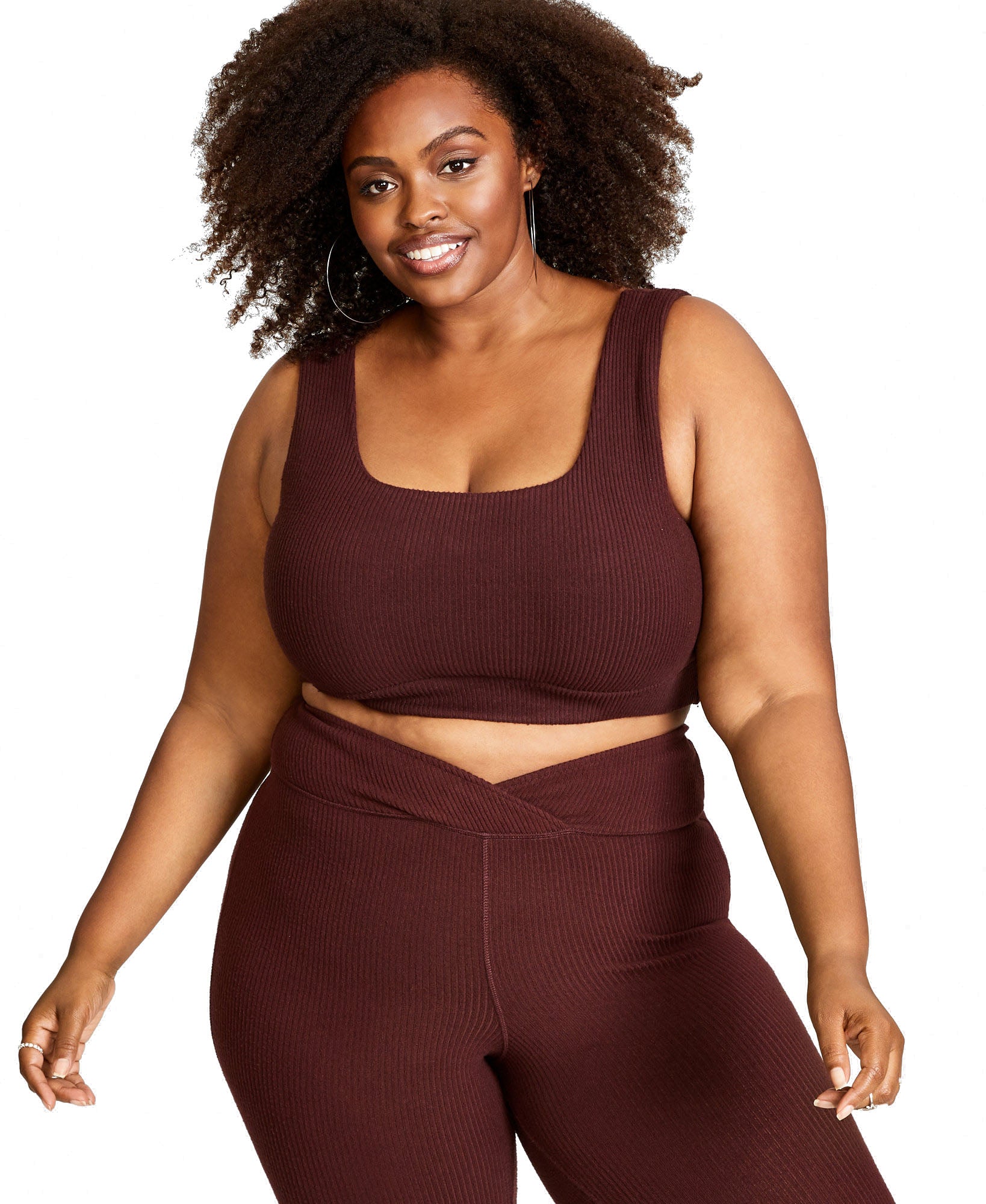 Nina Parker Women Plus Trendy Hacci Ribbed Leggings