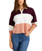 Self Esteem Women Colorblocked Rugby Henley Top Wine