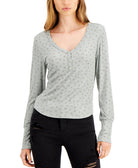 Hippie Rose Women Long Sleeve Henley T Shirt Dusty Olive