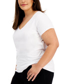 Aveto Women Plus Trendy Fitted V Neck T Shirt