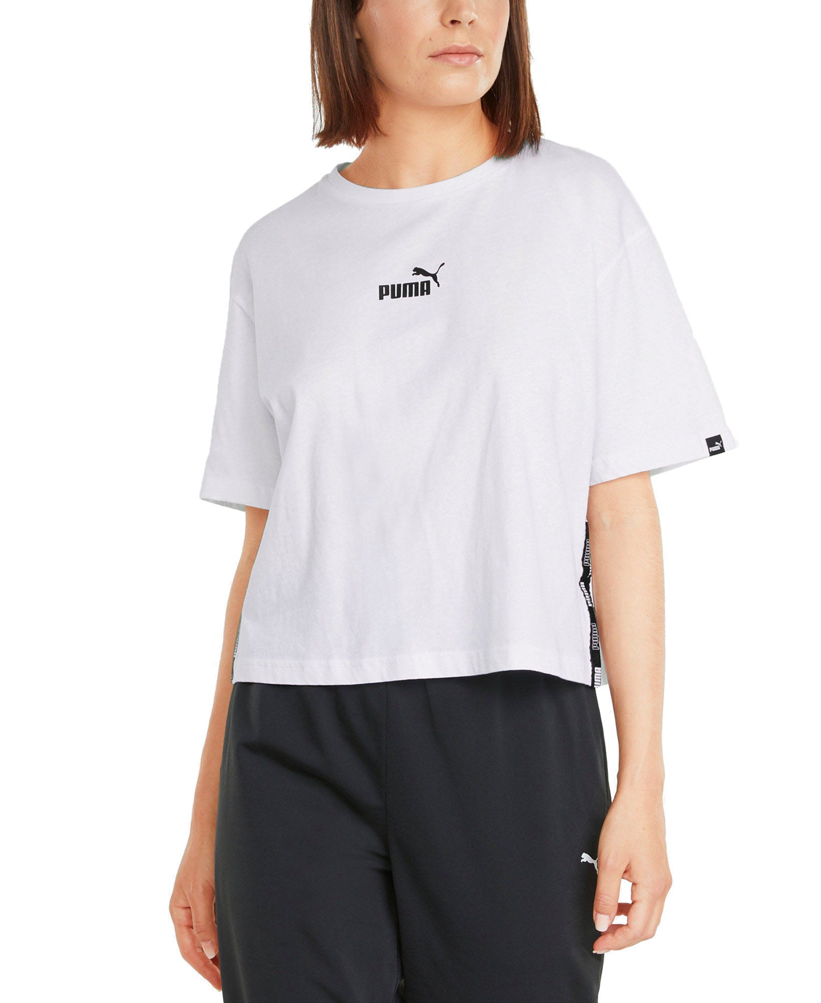 Puma Women Power Cotton Cropped T Shirt Puma White