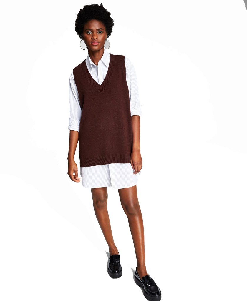 And-Now-This-Women-Oversized-Sweater-Vest-Dark-Brown