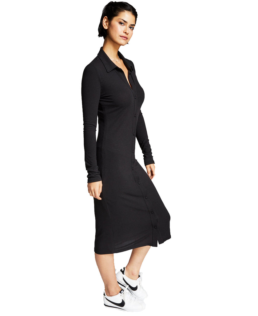 And Now This Women Ribbed Polo Midi Dress