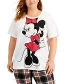 Love Tribe Women Plus Trendy Minnie Mouse T Shirt White