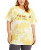 Love Tribe Women Plus Trendy Tie Dyed Cotton Graphic Print T Shirt Honey Gold Cloud Wash