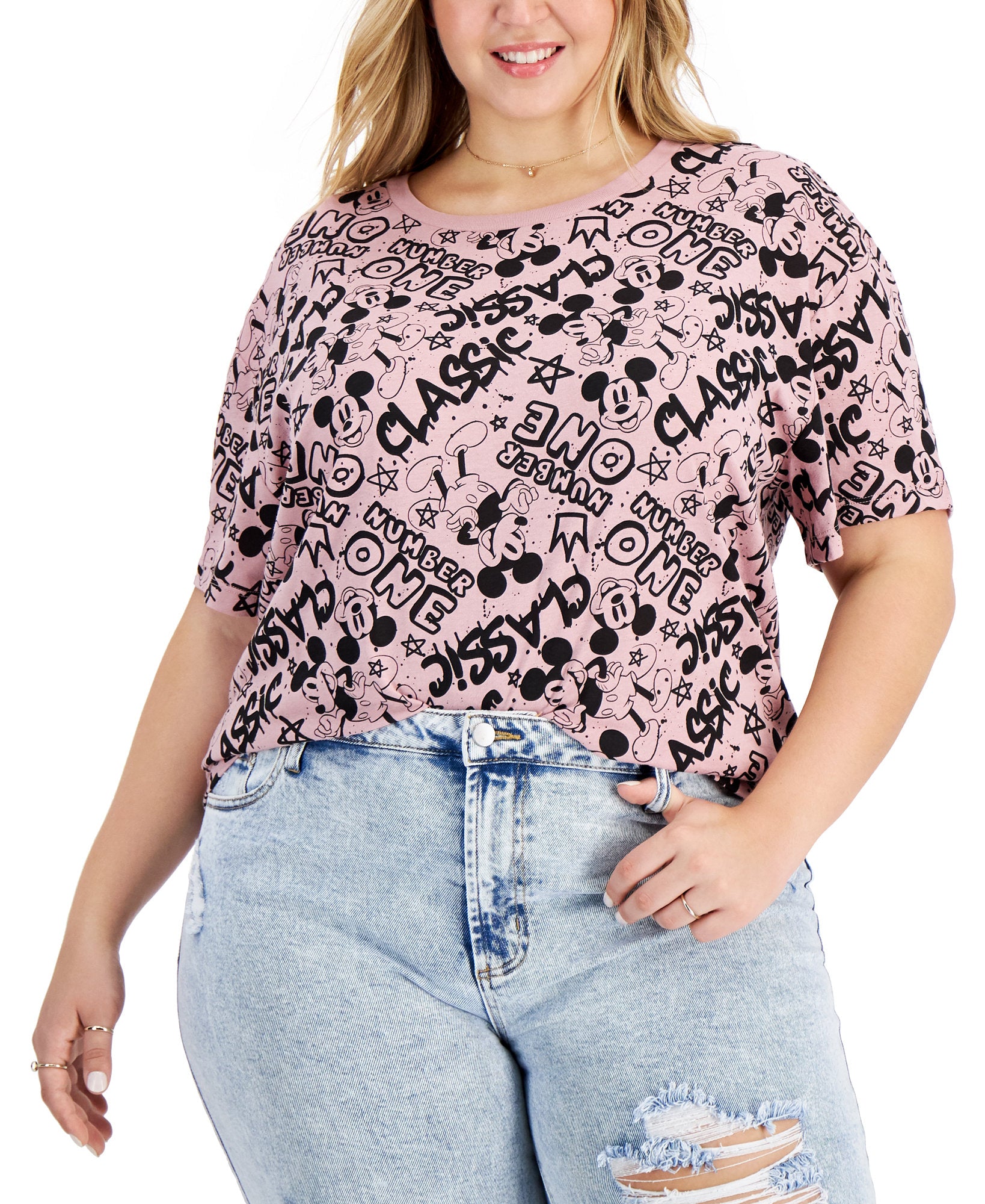 Freeze 24 7 Women Plus Trendy Graphic Mickey T Shirt Mauve