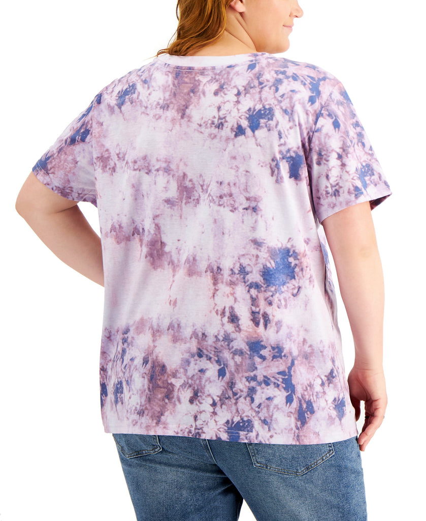 Mighty Fine Women Plus Trendy Tie Dyed Graphic Print T Shirt