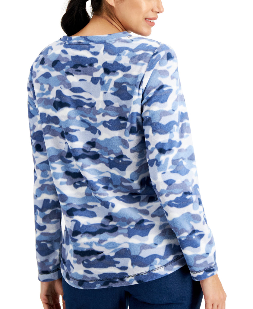 Karen Scott Women Micro Fleece Camo Print Sweatshirt