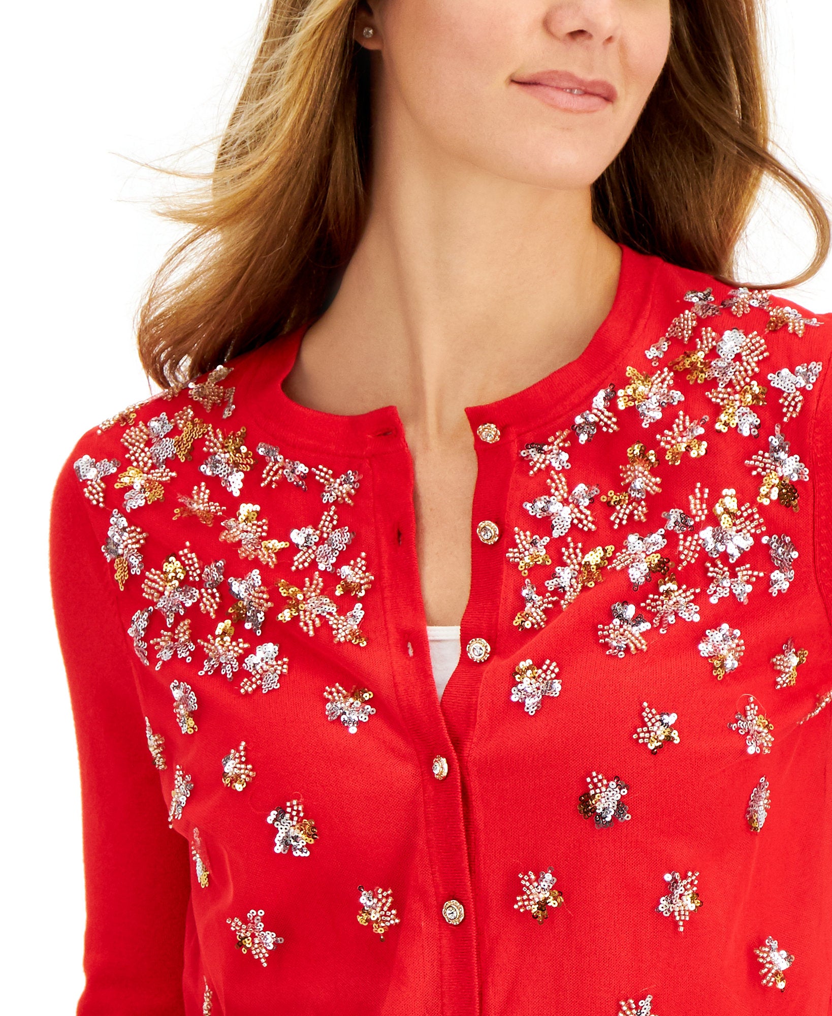 Charter Club Women Sequined Cardigan