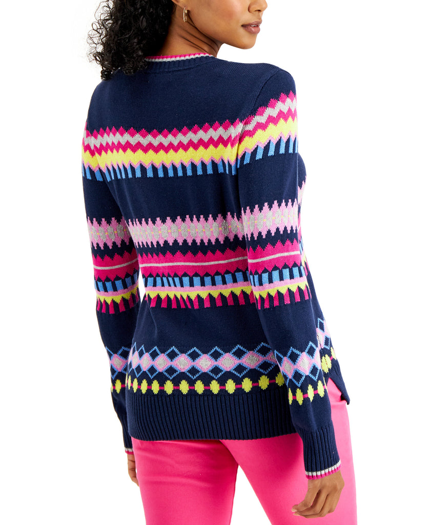 Charter Club Women Striped Geometric Sweater