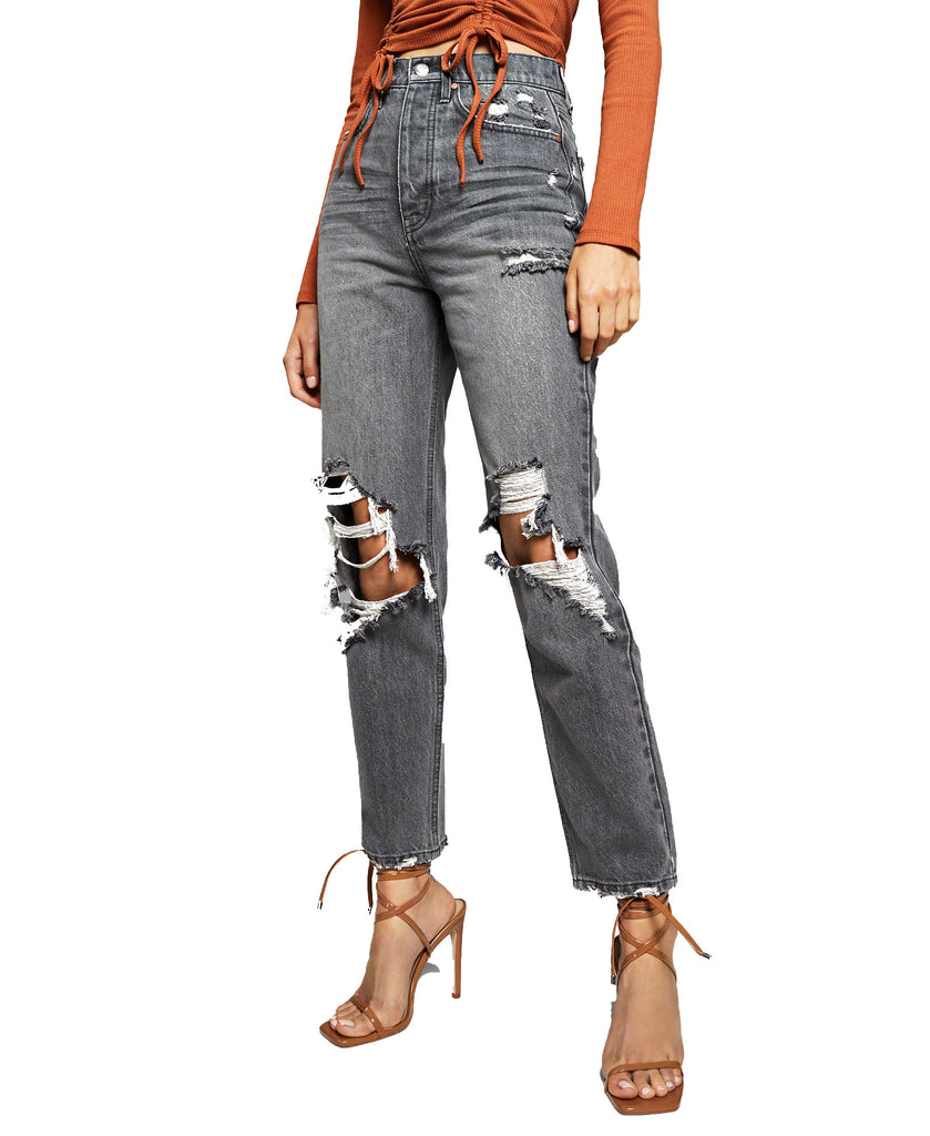 And Now This Women Destructed Straight Leg Jeans Leenie