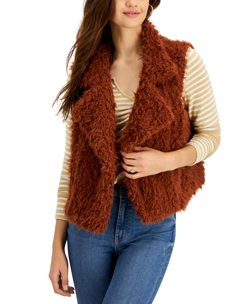 Self Esteem Women Woobie Faux Fur Vest Gingerbread