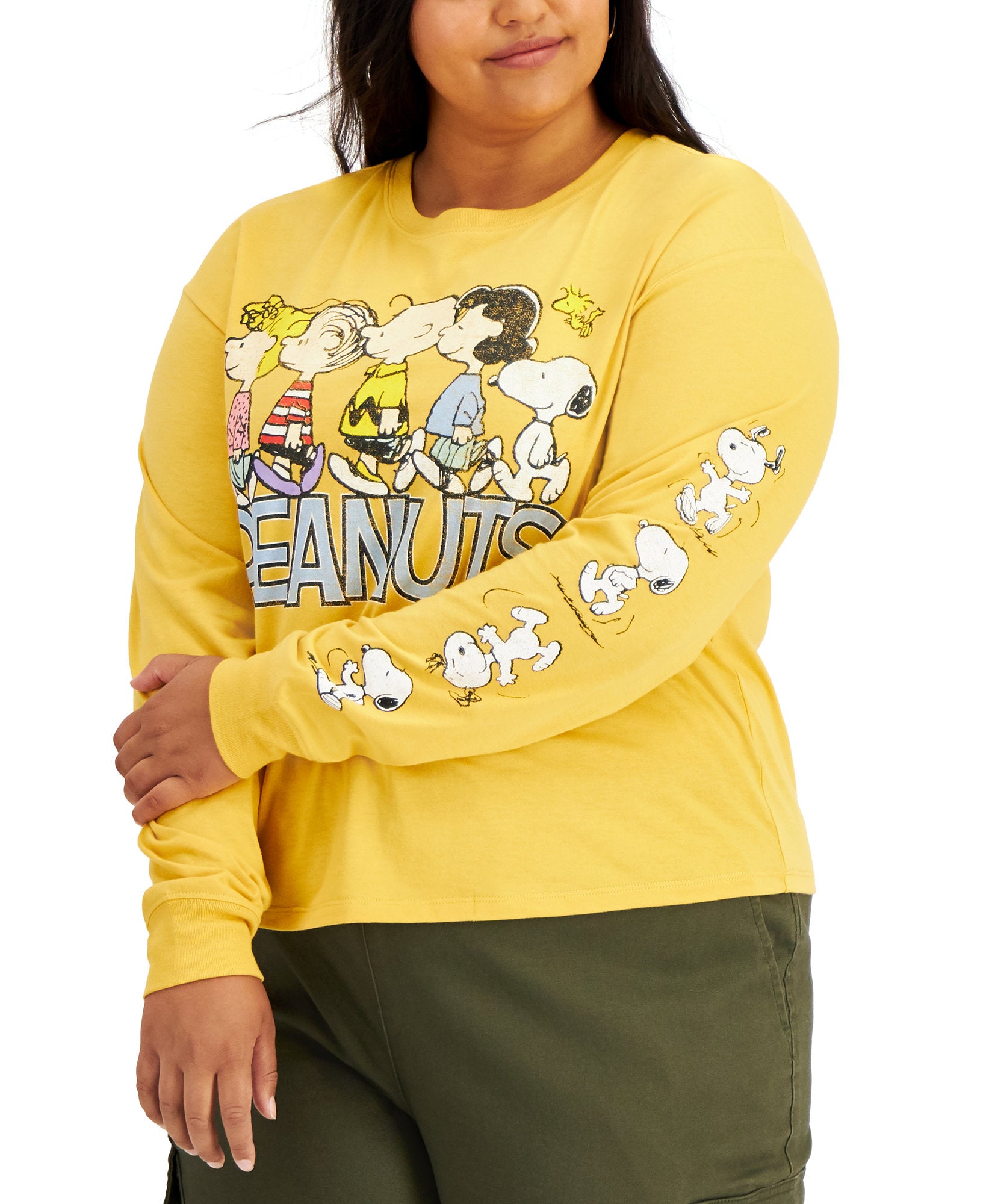 Love Tribe Women Plus Peanuts Screen Print Top
