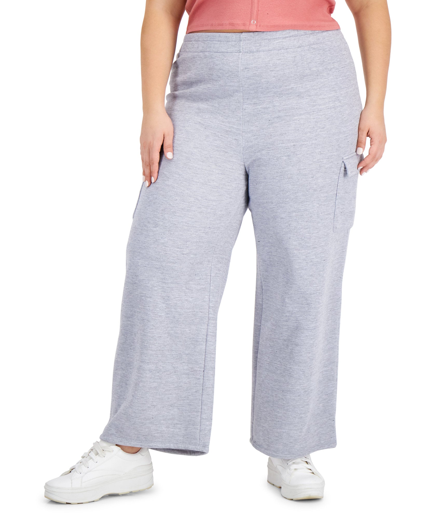 Derek Heart Women Plus Trendy Cargo Pocket Pants Medium Grey