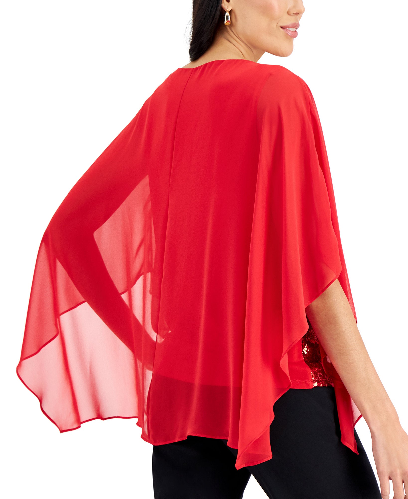 JM Collection Women Petite Mesh Sequin Top