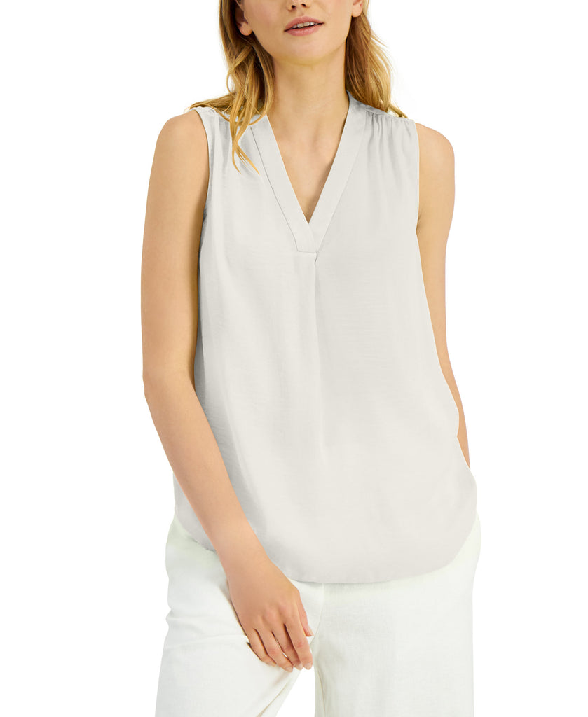 Alfani Women Satin V Neck Tank Top Shiitake