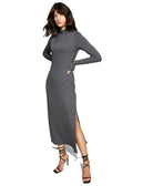 And Now This Women Ribbed High Neck Midi Dress