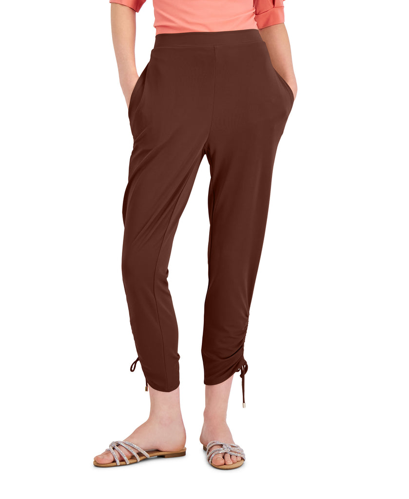 INC International Concepts Women Ruched Hem Pants Deep Sienna