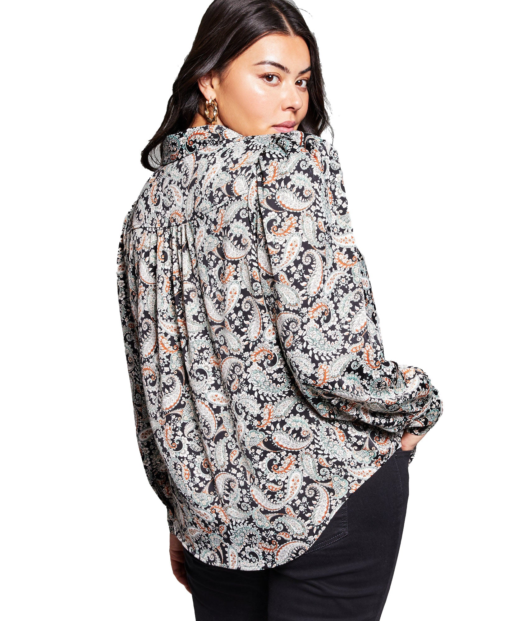 INC International Concepts Women Plus Paisley Print Shirt