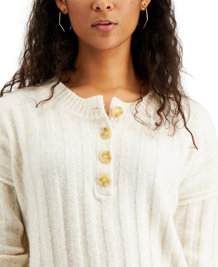 Hippie Rose Women Ribbed Henley Sweater