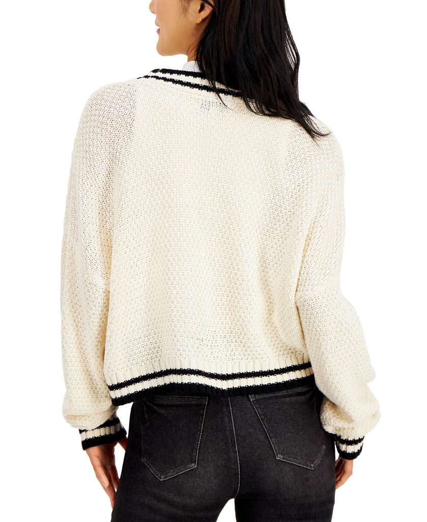 Hooked Up by IOT Women Varsity Cable Knit Cardigan