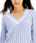Hooked Up by IOT Women Varsity Cable Knit Sweater