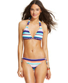 Bar III Women Striped Halter Bikini Top