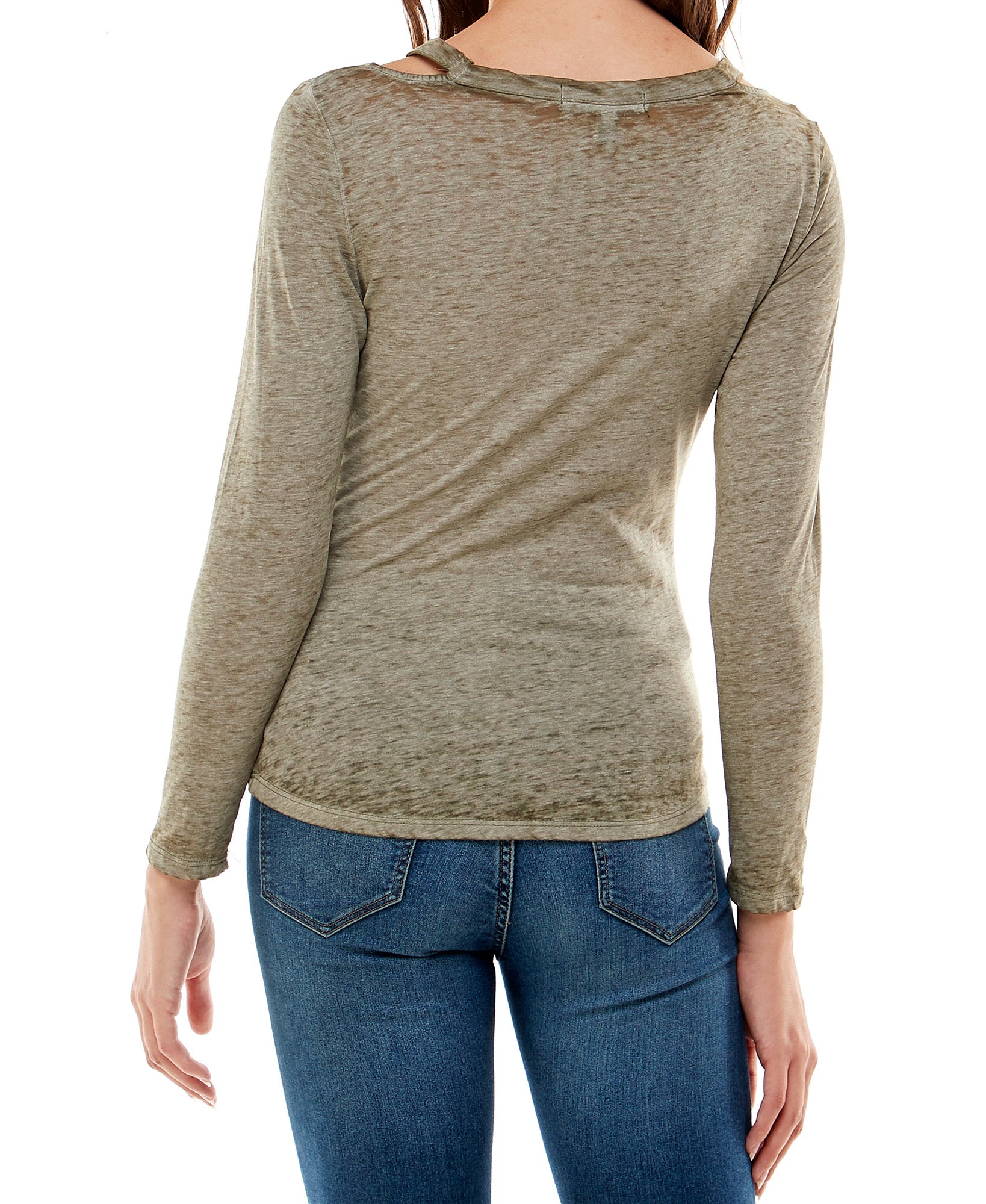Derek Heart Women Shoulder Slit Top