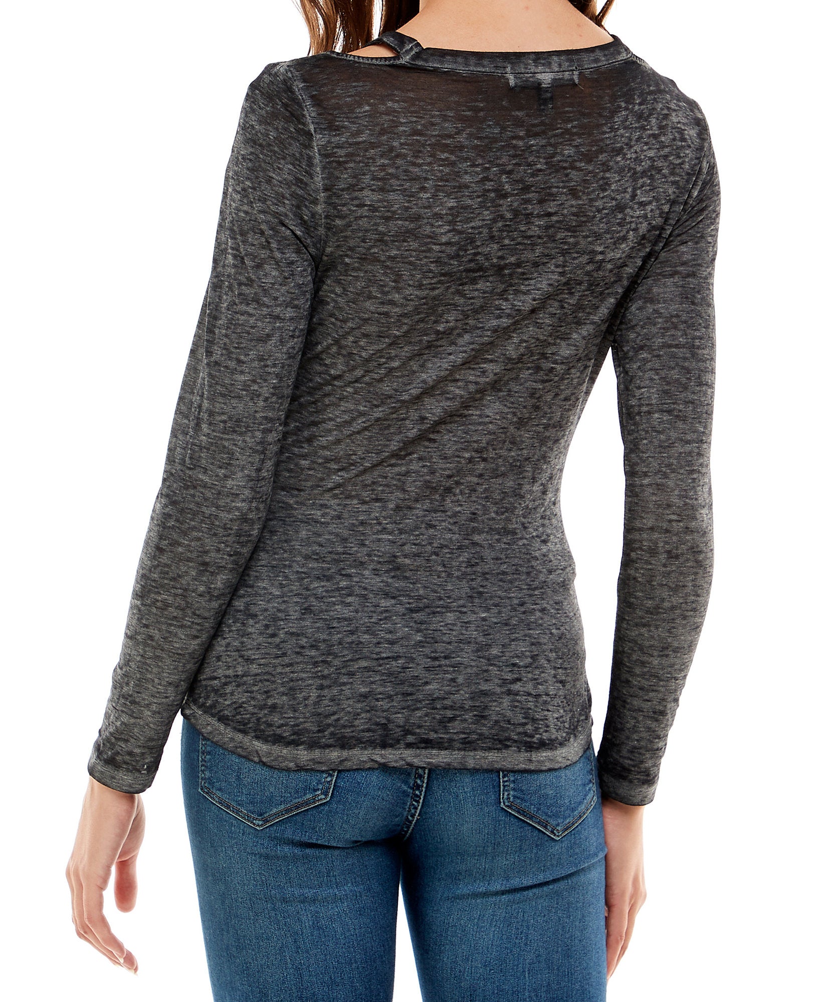 Derek Heart Women Shoulder Slit Top