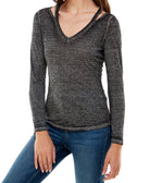 Derek Heart Women Shoulder Slit Top