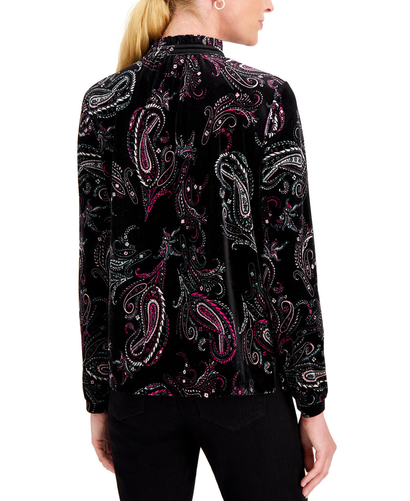 Charter Club Women Velvet Paisley Print Blouse