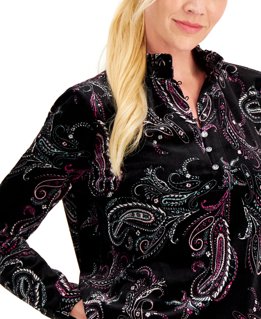 Charter Club Women Velvet Paisley Print Blouse