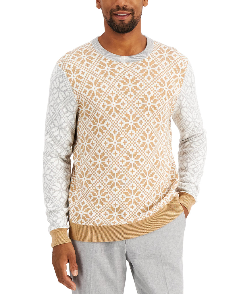 Charter Club Men Colorblocked Fair Isle Family Sweater Camel Combo