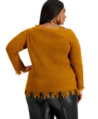 FULL CIRCLE TRENDS Women Plus Trendy Ripped Edge Sweater