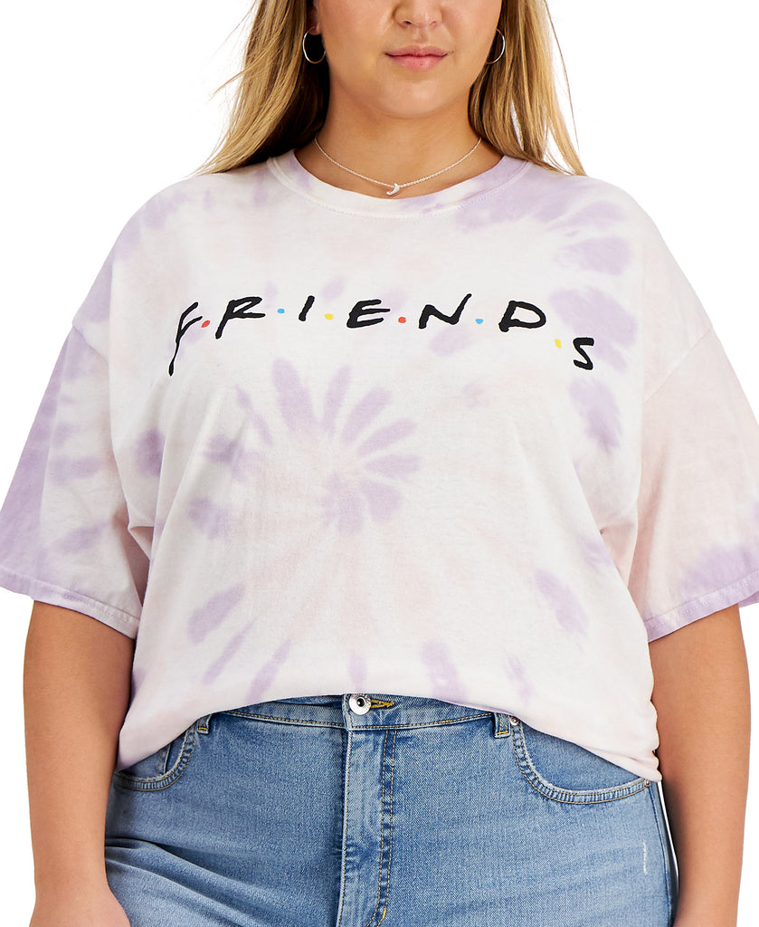 Love Tribe Women Plus Trendy Cotton Tie Dyed Friends T Shirt