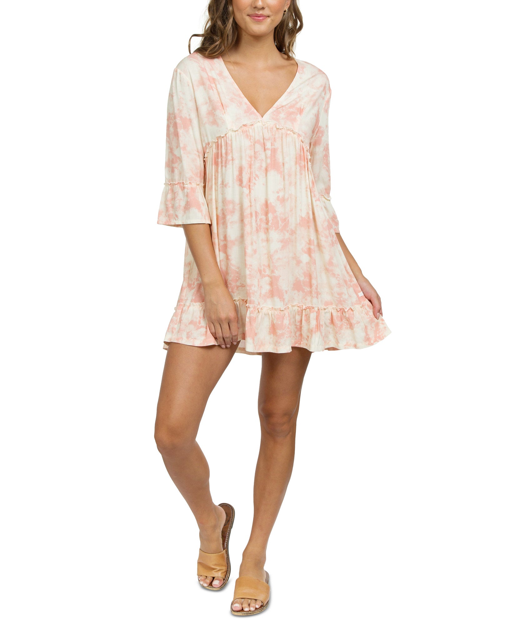 Hurley Women Tie Dyed A Line Dress Coral Almond Tie Dye