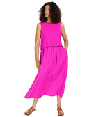 Alfani Women Layered Look Midi Sleeveless Dress Fuchsia Pop