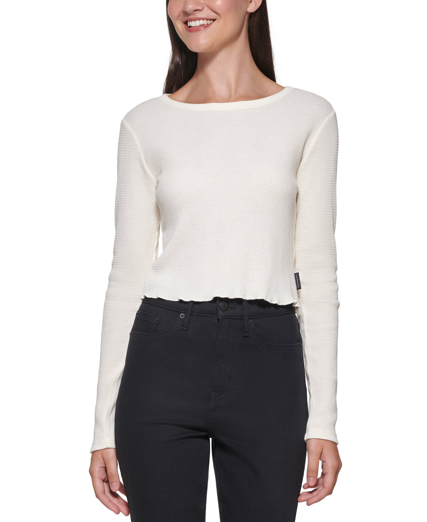 Calvin Klein Jeans Women Cropped Crewneck Top Mascarpone