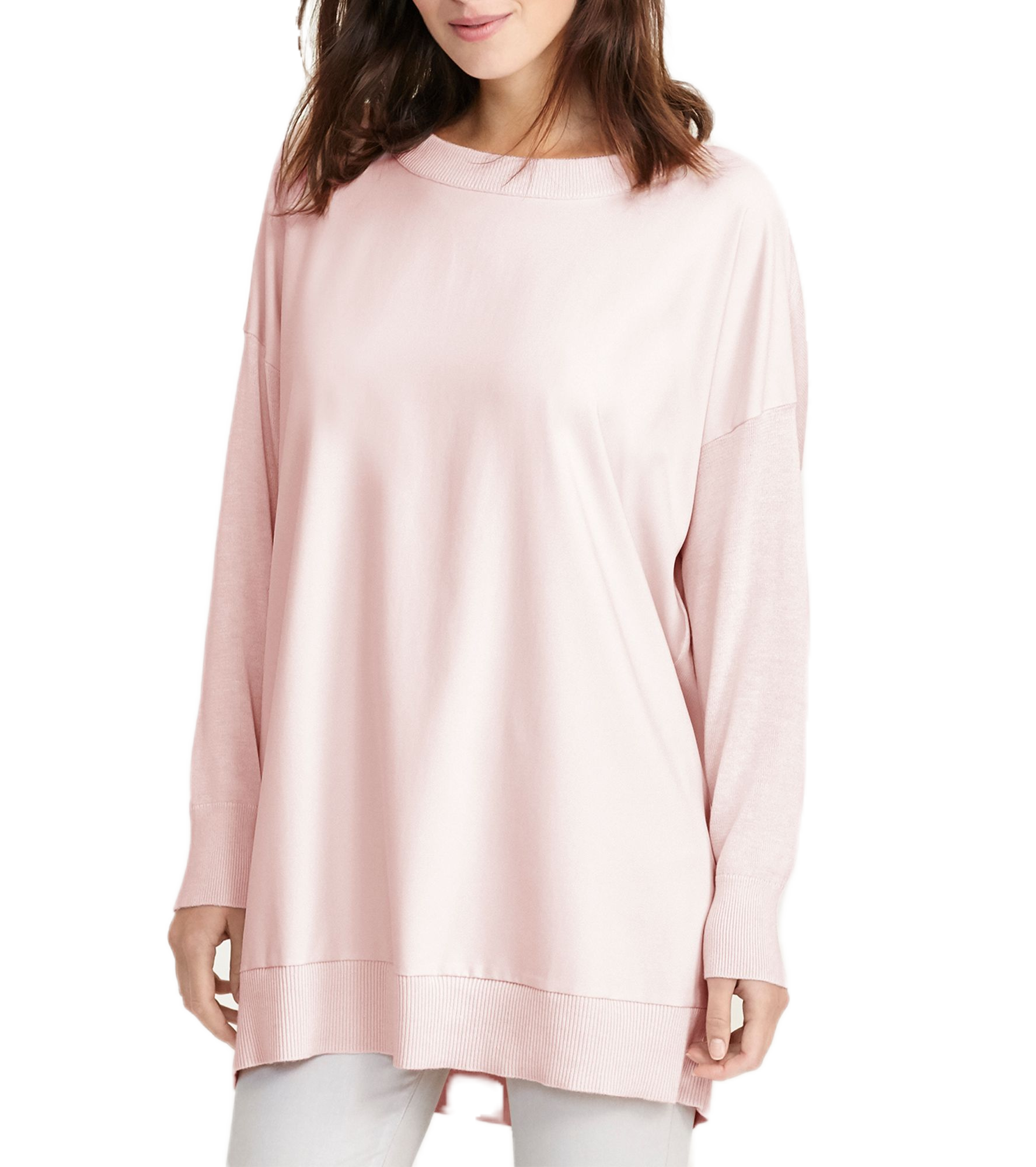Lauren Ralph Lauren Women Twill Front Silk Blend Sweater Pale Rose