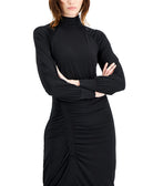 INC International Concepts Women Mock Neck Ruched Dress