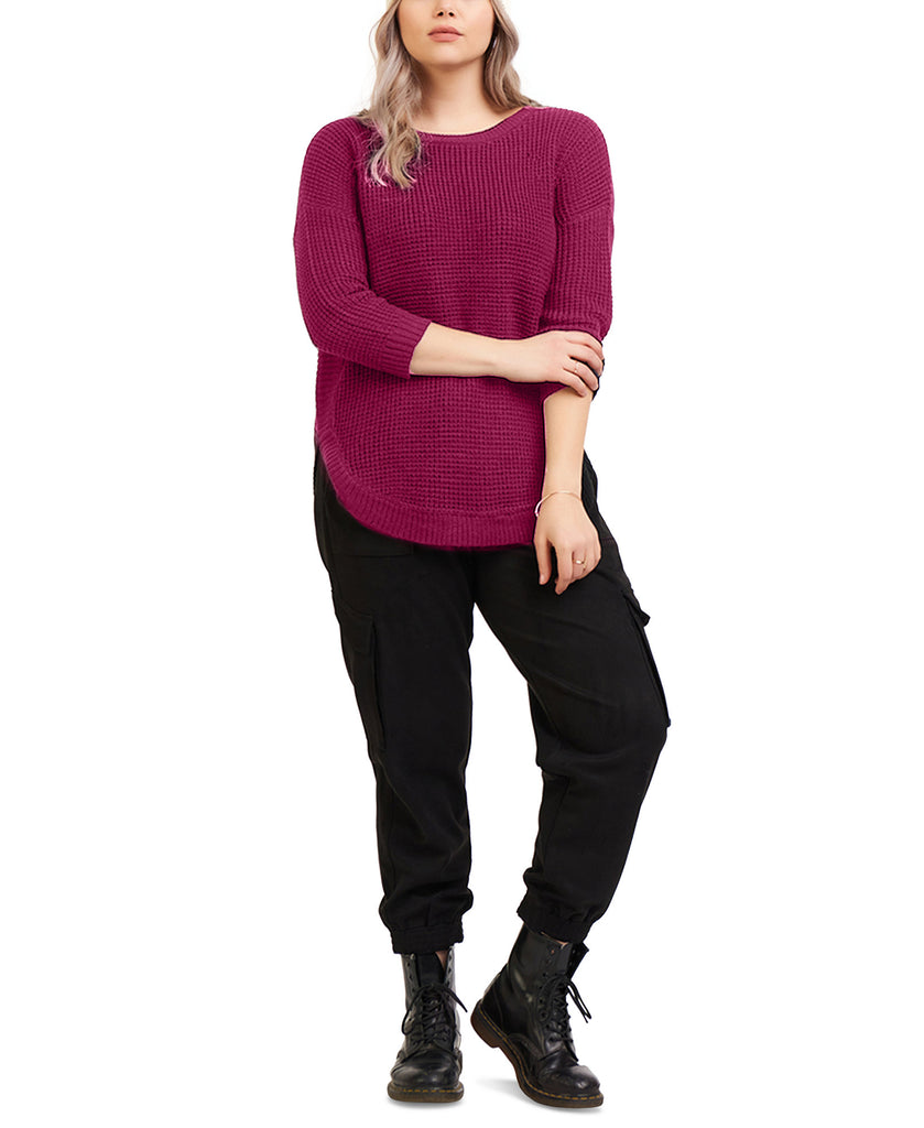 Black Tape Women Plus Textured Sweater Magenta