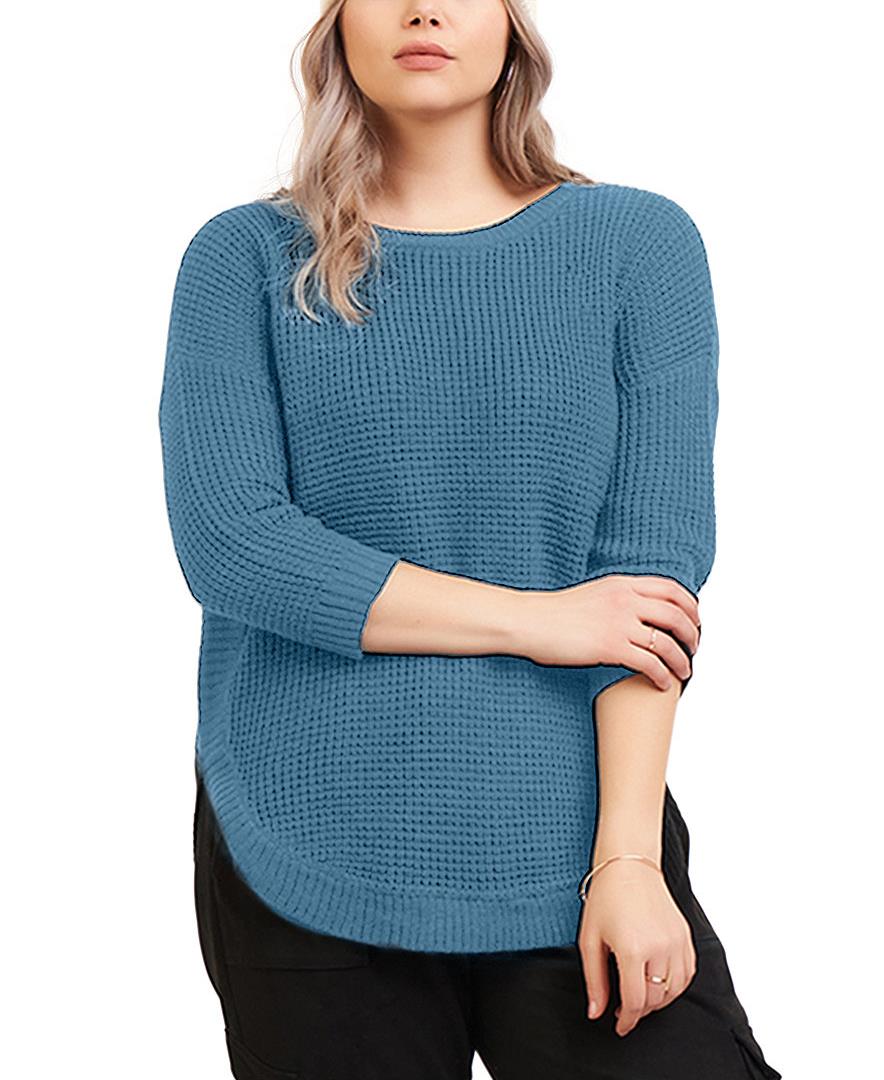 Black Tape Women Plus Textured Sweater Dark Teal