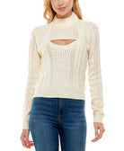 Almost Famous Women Cable Knit Sweater Set Cream