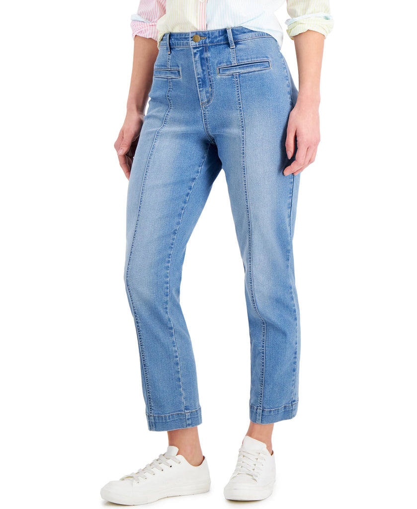 Charter Club Women Front Seam Straight Leg Jeans Niagara Wash