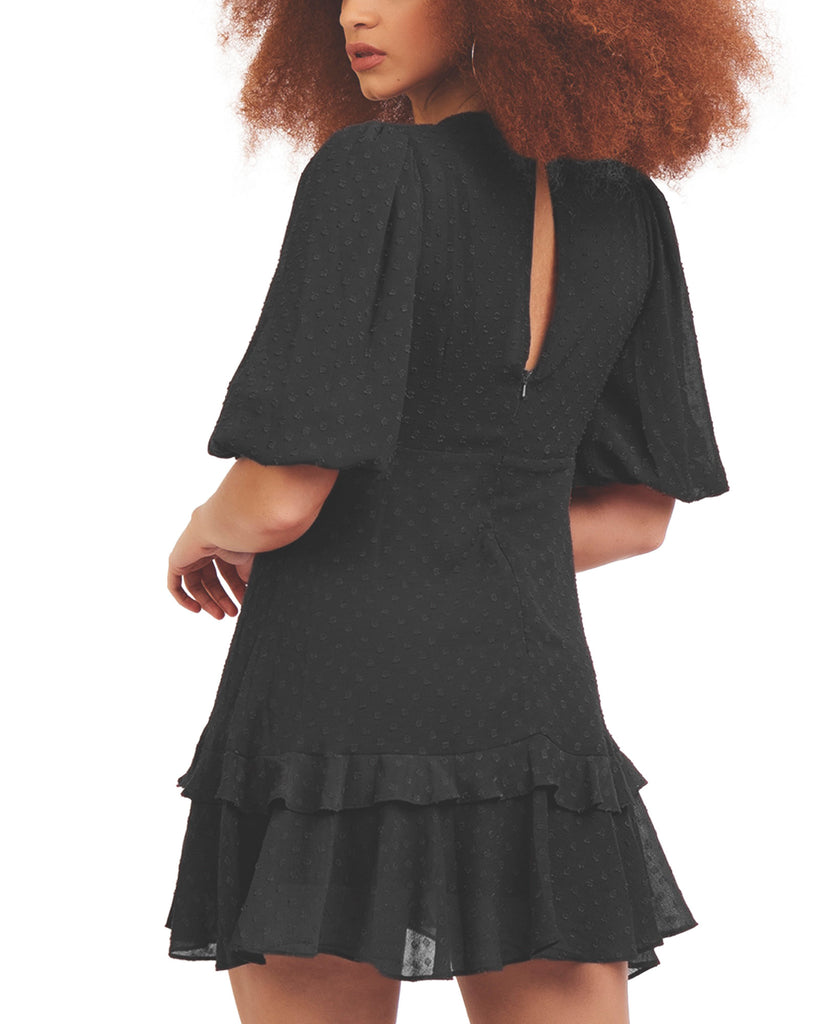 Black Tape Women Clip Dot Ruffled Fit & Flare Dress