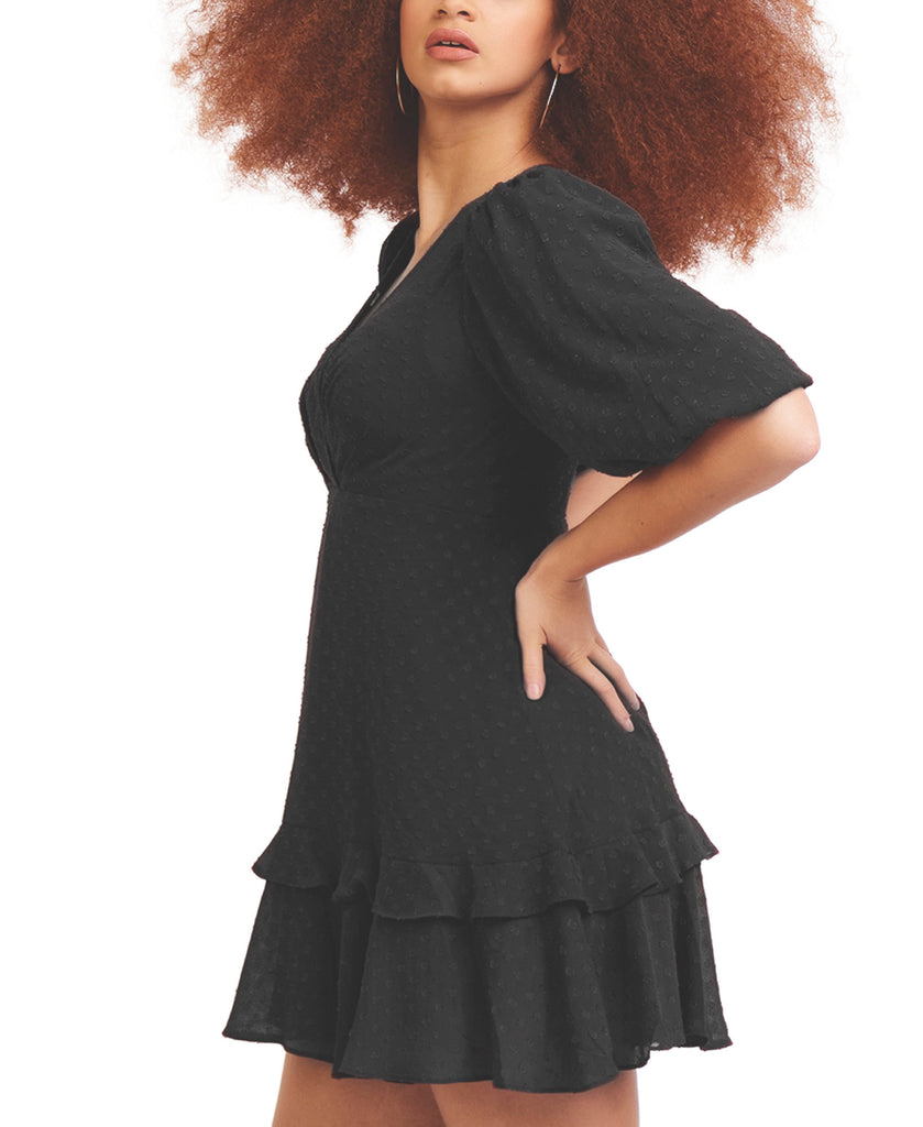 Black Tape Women Clip Dot Ruffled Fit & Flare Dress