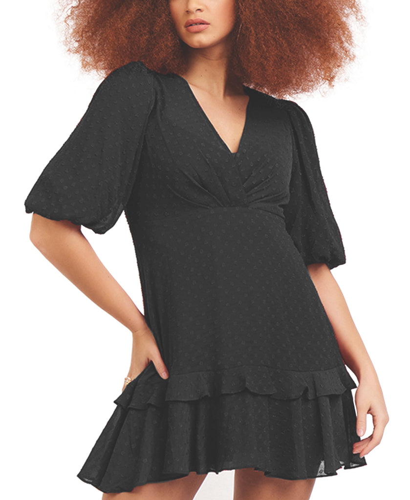 Black Tape Women Clip Dot Ruffled Fit & Flare Dress